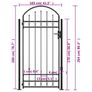 Fence Gate with Arched Top and 2 Posts 105x204 cm Black Image 4