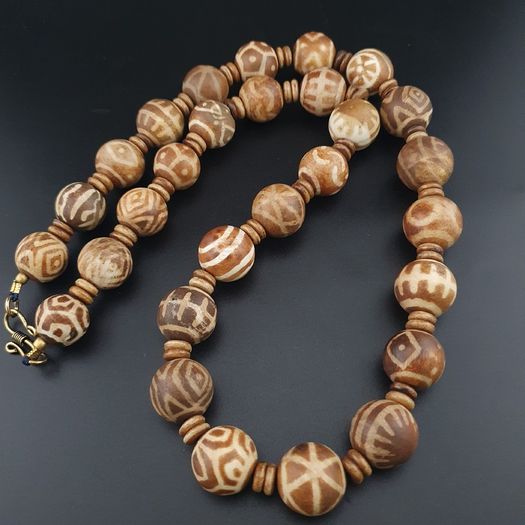 Burmese Antique Pumtek Pyu 18-19 mm Beads Necklace 24 inches