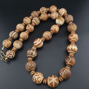 Burmese Antique Pumtek Pyu 18-19 mm Beads Necklace 24 inches