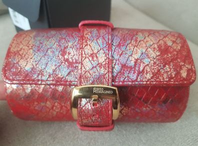 SWISS REIMAGINED Genuine Leather Portable Watch Roll Travel Case
