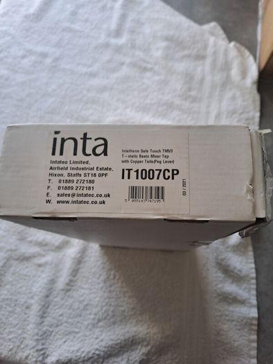 Intatec Intatherm TMV3 Safe Touch Seq Thermostatic Basin Mixer Tap with Copper Tail