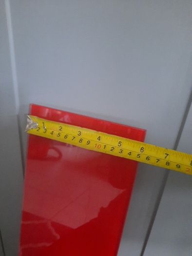 red glass shelf