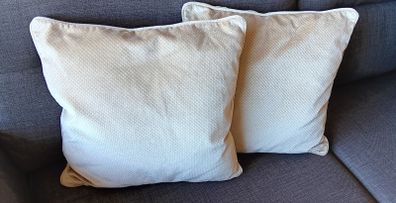 2 Beige/Cream Velvet Cushions 40cm