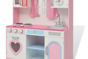 Toy Kitchen Wood 82x30x100 cm Pink and White