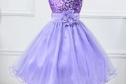 New Girls Sequinned Dress Flower Sash Sleeveless Formal Party Wedding Bridesmaid Sz 8-9yrs
