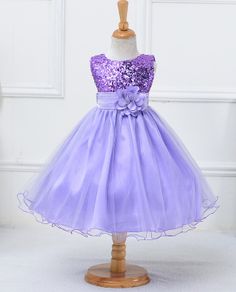 New Girls Sequinned Dress Flower Sash Sleeveless Formal Party Wedding Bridesmaid Sz 8-9yrs