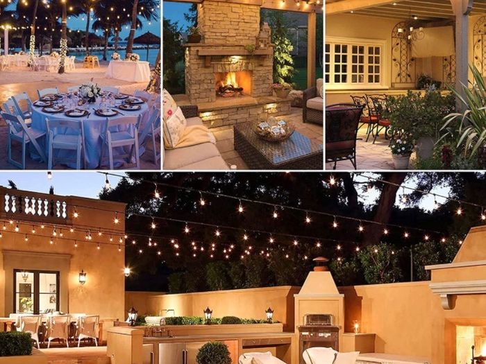 Festoon Lights Outdoor String Lights 48FT with 15+3 Plastic Bulbs IP65 Festoon Lights Mains Powered Patio Lights (FREE POSTAGE)