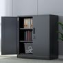 Metal Storage Cabinet with Locking Doors and 2 Adjustable Shelves, Small Lockable Storage Cupboard for Home Office Garage Black Image 2
