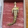 Vintage Sabre Blade Sword Brooch Tie Pin Clip Toledo Damascene Style Goldtone Image 4