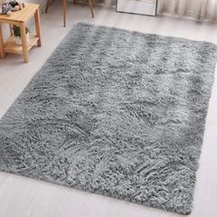 Rugs Living Room - Grey Area Rugs for Bedroom Anti Slip - Modern Super Soft Thick Pile Small Fluffy Shaggy Rug Non Shedding