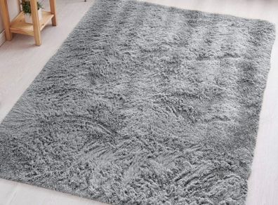 Rugs Living Room - Grey Area Rugs for Bedroom Anti Slip - Modern Super Soft Thick Pile Small Fluffy Shaggy Rug Non Shedding