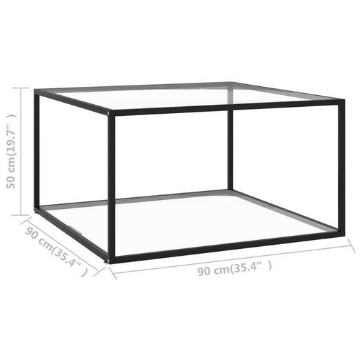 Tea Table Black with Tempered Glass 90x90x50 cm