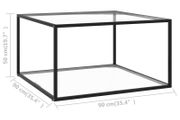 Tea Table Black with Tempered Glass 90x90x50 cm