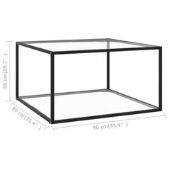 Tea Table Black with Tempered Glass 90x90x50 cm