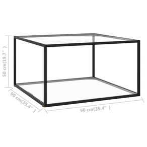 Tea Table Black with Tempered Glass 90x90x50 cm