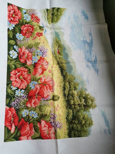 Stunning Handmade Cross Stitch Embroidery - Garden flowers