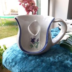 Curragh Pottery mug/cup stile  candle holder made in kildare cup mug ceramic  old blue floral
