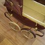 Antique Burgundy Doll's Pram, Manufactured by Walker around the 1940s, It features a Coach-Built Style Carriage with distinctive Wire-Spoke Wheels and Hard Rubber Tires Collection Only Image 4