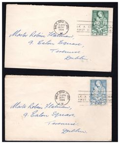 1954 Ireland Marian Year Commemorative Stamps Addressed First Day Cover (FDC) with Dublin Cancel