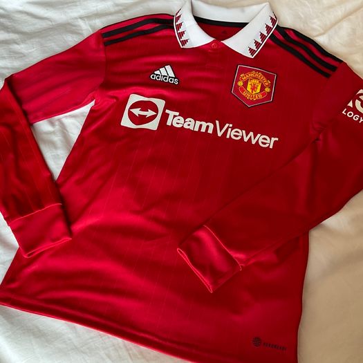 2022 2023 Manchester United Man Utd Red genuine Long Sleeve Home Shirt CASEMIRO 18 Junior
