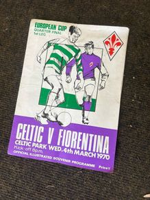 Rare 1970 Celtic v Fiorentina European Cup Quarter Final Programme 1st Leg Celtic Park