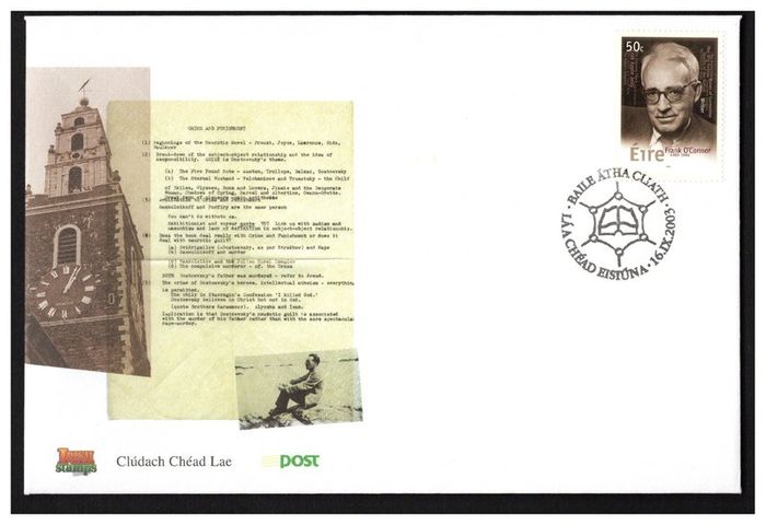 2003 Ireland Birth Century of 50c Frank O'Connor (Writer) Commemorative Stamp An Post First Day Cover (FDC)