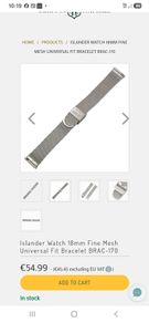 Islander watch 18mm straight link fine mesh steel bracelet
