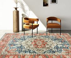 Washable Rugs Living Room Non Slip Area Rugs for Bedroom Machine Washable Rug Soft Short Pile Large Living Room Rug Vintage Oriental Boho Rug Non Shedding Dense Rugs 80x150cm Orange MULTIPLE COLOURS/SIZES AVAILABLE (FREE POSTAGE)