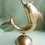 Vintage Brass Dolphin Statue: Mid-Century Beach Decor Image 5