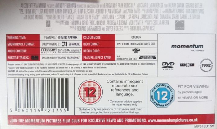 P. S. I Love You [2007] Hilary Swank, Gerald Butler, Lisa Kudrow, Gina Gershon, James Marsters, Harry Connick Jr., Jeffrey Dean Morgan & Kathy Bates [1xDVD Movie]