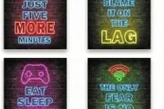 Gaming Posters Set of 4, Gaming Wallpaper Canvas Prints, Wall Art for Kids Bedroom, Unframed 8x10 Inch Gaming Room Accessories for Teen Bedroom, Gamer Wall Decor &amp; Posters for Boys Playroom