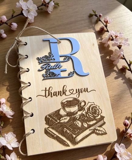 Beautiful Thank You Card for Teacher / Preschool Teacher Laser Made! 17x14cm