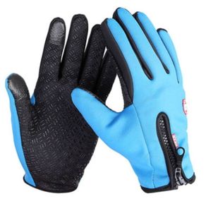 Thermal Cycling Gloves Waterproof Touchscreen Blue
