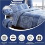 MULTIPLE SIZES AVAILABLE Checkered Duvet Cover, Warm & Cosy Checked Bedding Sets King Size With Pillow Cases, Blue Image 3