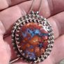 Native American Mid Century Sterling Silver Agate Pendant Image 2