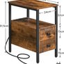 2 Side Tables, Narrow Bedside Rustic Brown Image 8