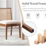 Set of 2 Dining Room Chairs, Linen Kitchen Chairs with Rattan Backrest, Vintage Wooden Accent Chairs for Dining Room, Kitchen, Living Room (Brown-2) Image 5