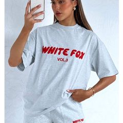 White Fox t-shirt - Grey and red