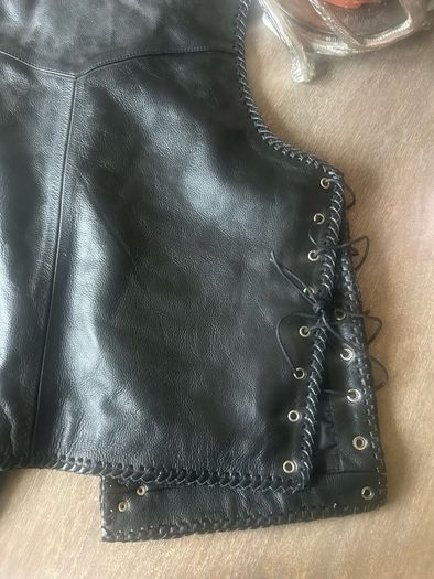Men's Biker style leather waistcoat