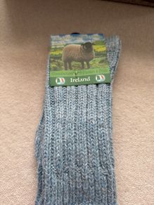 Machine washable wool socks Light Blue Size EU 37-41
