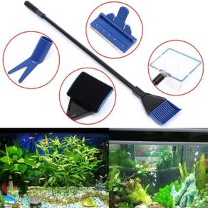 Fish Tank Glass Cleaning Brush Aquarium Tool Fishing Aquatic Grass Clip Algae Scraping Knife Long Handle Five-in-One Cleaning