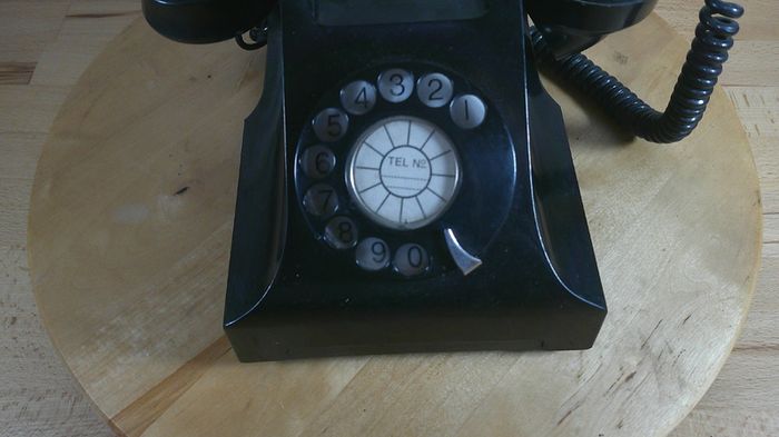 Vintage GPO 300 Series Black Bakelite Rotary Telephone - Restored Original - 1940s/50s Prop/Collectable