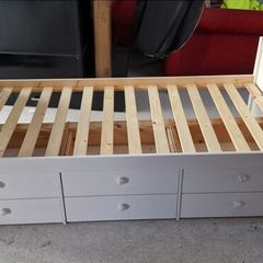 White Single Bed w/ Drawers