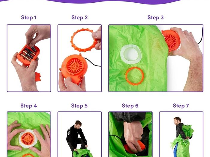 Carry Me Alien Inflatable Adult Costume, Funny Scary Blow Up Fancy Dress Suit for Halloween Party (FREE SHIPPING)