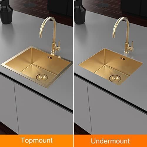 Stainless Steel Kitchen Sink, 50 x 43cm, Undermount Kitchen Sink Drop in, Topmount Single Bowl Outdoor Campervan Sink with Drainer Fittings