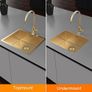 Stainless Steel Kitchen Sink, 50 x 43cm, Undermount Kitchen Sink Drop in, Topmount Single Bowl Outdoor Campervan Sink with Drainer Fittings Image 6