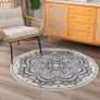 FREE EXPRESS SHIPPING Boho Round Rug 120CM, Machine Washable Rug for Living Room, Cotton Circle Kitchen Rug Area Rug with Small Tassel for Bedroom Patio, Mandala Outdoor Round Rug for Camping Picnic Image 2