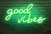 NEW SALE | Good Vibes Neon Sign,Neon Light Powered by USB with Switch, Green Led Neon Light Sign for Bedroom,Wall Decor,Game Room,Party, Bar Decor