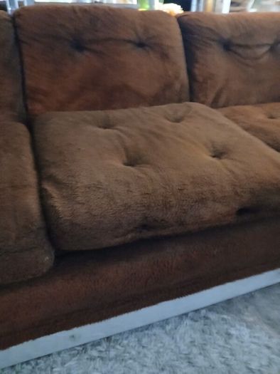 Retro, Mid Century,  American 70sRare Sofas, Chrome Finish, Faux Fur 1970