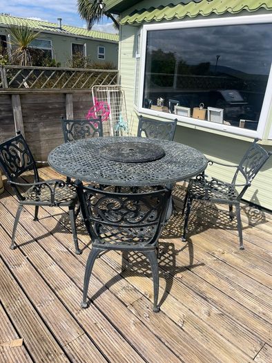 Cast Iron Black Large Table & Chairs